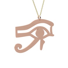 Horus'un Gözü Kolye - 8 ayar rose altın kolye (40 cm gümüş rolo zincir) #131pkn5