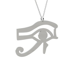 Horus'un Gözü Kolye - 14 ayar beyaz altın kolye (40 cm beyaz altın rolo zincir) #14oiv0r
