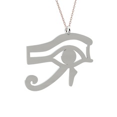 Horus'un Gözü Kolye - 18 ayar beyaz altın kolye (40 cm gümüş rolo zincir) #1jngc20