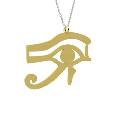 Horus'un Gözü Kolye - 14 ayar altın kolye (40 cm beyaz altın rolo zincir) #1l321xy