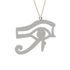Horus'un Gözü Kolye - 14 ayar beyaz altın kolye (40 cm altın rolo zincir) #1t9yknq
