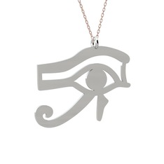 Horus'un Gözü Kolye - 14 ayar beyaz altın kolye (40 cm rose altın rolo zincir) #1tj6omu