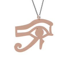 Horus'un Gözü Kolye - 8 ayar rose altın kolye (40 cm gümüş rolo zincir) #1tm88pw