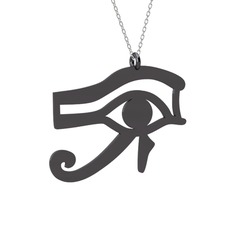 Horus'un Gözü Kolye - 925 ayar siyah rodyum kaplama gümüş kolye (40 cm beyaz altın rolo zincir) #1tzqgsu