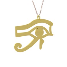 Horus'un Gözü Kolye - 8 ayar altın kolye (40 cm rose altın rolo zincir) #1zlkma