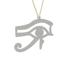 Horus'un Gözü Kolye - 14 ayar beyaz altın kolye (40 cm altın rolo zincir) #3ln9d4