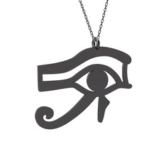 Horus'un Gözü Kolye - 925 ayar siyah rodyum kaplama gümüş kolye (40 cm gümüş rolo zincir) #wfczsk