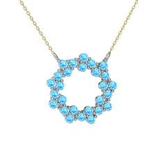 Lily Kolye - Akuamarin 925 ayar gümüş kolye (40 cm gümüş rolo zincir) #13ie9eg