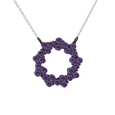 Lily Kolye - Ametist 925 ayar siyah rodyum kaplama gümüş kolye (40 cm gümüş rolo zincir) #14vfsyi