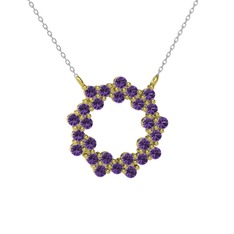 Lily Kolye - Ametist 14 ayar altın kolye (40 cm gümüş rolo zincir) #15p04bf