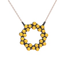 Lily Kolye - Sitrin 925 ayar siyah rodyum kaplama gümüş kolye (40 cm gümüş rolo zincir) #16l8hbm