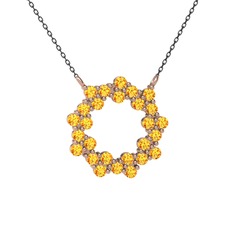 Lily Kolye - Sitrin 8 ayar rose altın kolye (40 cm gümüş rolo zincir) #16pa11w