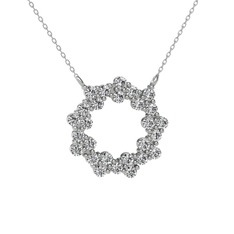 Swarovski 18 ayar beyaz altın kolye (40 cm beyaz altın rolo zincir)