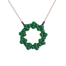 Lily Kolye - Yeşil kuvars 925 ayar siyah rodyum kaplama gümüş kolye (40 cm rose altın rolo zincir) #172wjs9