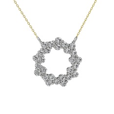 Swarovski 18 ayar beyaz altın kolye (40 cm altın rolo zincir)