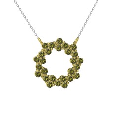 Peridot 8 ayar altın kolye (40 cm beyaz altın rolo zincir)