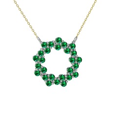 Lily Kolye - Yeşil kuvars 8 ayar beyaz altın kolye (40 cm altın rolo zincir) #1bh81h3