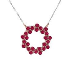Lily Kolye - Rodolit garnet 925 ayar rose altın kaplama gümüş kolye (40 cm beyaz altın rolo zincir) #1br1ohw