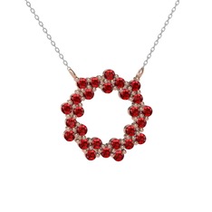 Lily Kolye - Garnet 925 ayar rose altın kaplama gümüş kolye (40 cm beyaz altın rolo zincir) #1c7f2yx