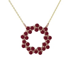 Lily Kolye - Kök yakut 18 ayar rose altın kolye (40 cm altın rolo zincir) #1cc8t2q
