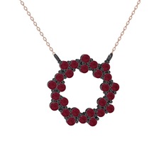 Lily Kolye - Kök yakut 925 ayar siyah rodyum kaplama gümüş kolye (40 cm rose altın rolo zincir) #1cgax2f
