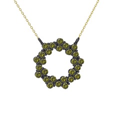 Lily Kolye - Peridot 925 ayar siyah rodyum kaplama gümüş kolye (40 cm altın rolo zincir) #1cmjcco