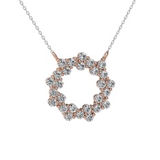 Lily Kolye - Beyaz zirkon 18 ayar rose altın kolye (40 cm beyaz altın rolo zincir) #1crvtnz
