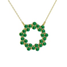 Lily Kolye - Yeşil kuvars 925 ayar altın kaplama gümüş kolye (40 cm altın rolo zincir) #1egknsl