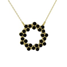 Lily Kolye - Siyah zirkon 18 ayar altın kolye (40 cm altın rolo zincir) #1fd361f