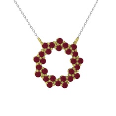 Lily Kolye - Kök yakut 18 ayar altın kolye (40 cm gümüş rolo zincir) #1g3x7n6