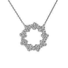 Swarovski 8 ayar beyaz altın kolye (40 cm gümüş rolo zincir)