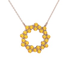 Lily Kolye - Sitrin 14 ayar rose altın kolye (40 cm rose altın rolo zincir) #1gpx006