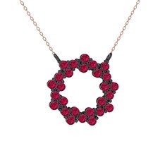 Lily Kolye - Rodolit garnet 925 ayar siyah rodyum kaplama gümüş kolye (40 cm rose altın rolo zincir) #1gy4e8i