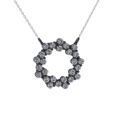 Lily Kolye - Pırlanta 925 ayar siyah rodyum kaplama gümüş kolye (0.972 karat, 40 cm beyaz altın rolo zincir) #1h68k3x