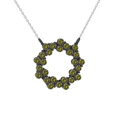 Lily Kolye - Peridot 925 ayar siyah rodyum kaplama gümüş kolye (40 cm beyaz altın rolo zincir) #1hsqthh