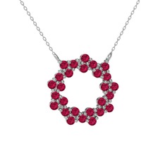 Rodolit garnet 18 ayar beyaz altın kolye (40 cm beyaz altın rolo zincir)
