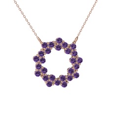 Lily Kolye - Ametist 8 ayar rose altın kolye (40 cm rose altın rolo zincir) #1i05o49