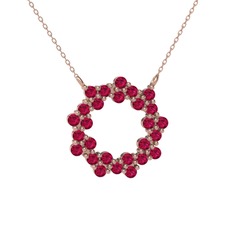 Rodolit garnet 18 ayar rose altın kolye (40 cm rose altın rolo zincir)