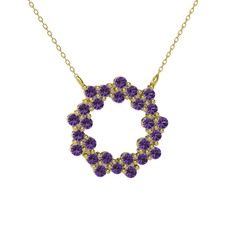 Lily Kolye - Ametist 8 ayar altın kolye (40 cm altın rolo zincir) #1iibrar