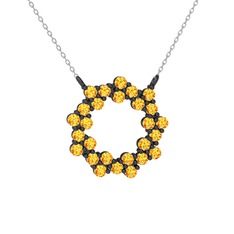 Lily Kolye - Sitrin 925 ayar siyah rodyum kaplama gümüş kolye (40 cm beyaz altın rolo zincir) #1jlj7o9