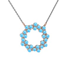 Lily Kolye - Akuamarin 14 ayar rose altın kolye (40 cm gümüş rolo zincir) #1jptd24