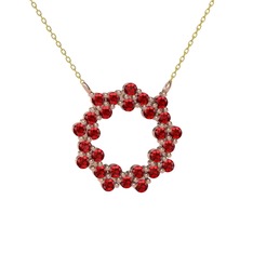Lily Kolye - Garnet 18 ayar rose altın kolye (40 cm gümüş rolo zincir) #1k208be