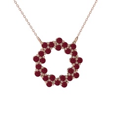 Lily Kolye - Kök yakut 925 ayar rose altın kaplama gümüş kolye (40 cm rose altın rolo zincir) #1kfz12f