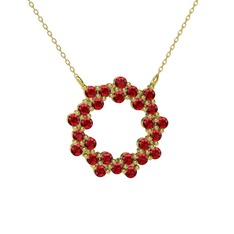 Lily Kolye - Garnet 18 ayar altın kolye (40 cm altın rolo zincir) #1kwbogc