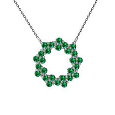 Lily Kolye - Yeşil kuvars 18 ayar beyaz altın kolye (40 cm gümüş rolo zincir) #1le6ivy