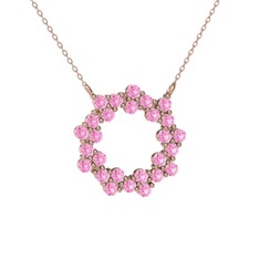 Pembe kuvars 8 ayar rose altın kolye (40 cm rose altın rolo zincir)