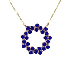 Lily Kolye - Lab safir 18 ayar rose altın kolye (40 cm altın rolo zincir) #1ok8yy4