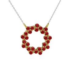 Garnet 18 ayar altın kolye (40 cm beyaz altın rolo zincir)