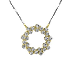 Lily Kolye - Beyaz zirkon 8 ayar altın kolye (40 cm gümüş rolo zincir) #1qbcwy0