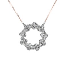 Lily Kolye - Beyaz zirkon 925 ayar gümüş kolye (40 cm rose altın rolo zincir) #1rjb1ke